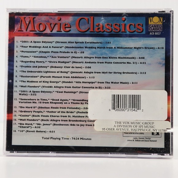 Movie Classics: Movie Theme Tunes (CD, 1996, Vox ) SEALED, SAW CUT CASE & INLAY - Picture 2 of 5